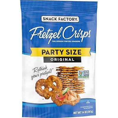 Snack Factory Original Pretzel Crisps, Non-GMO, 14 oz Party Size Bag