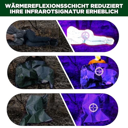 E EASTSTORM 210×150cm Verdickter Notfalldecke Schlafsack Survival Biwaksack Rettungsdecken Plane Wasserdicht Thermodecke Tarp Zeltplane und Notfall Regenponcho Ultraleicht Kälteschutz für Camping