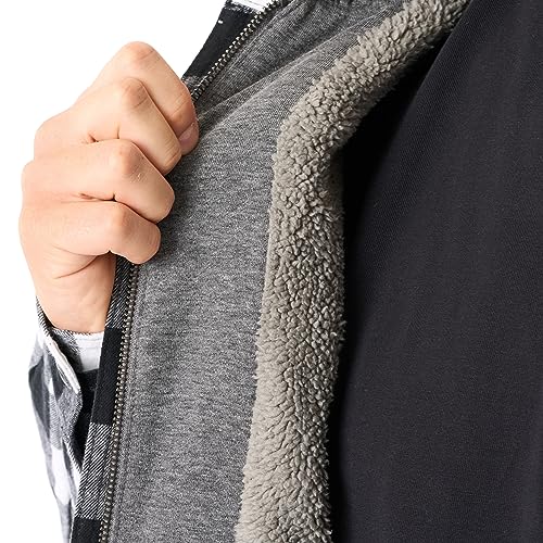 Image of Smith's Workwear Men's Sherpa-Lined Hooded Flannel Shirt-Jacket