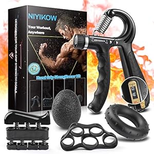 NIYIKOW Hand Grip Strengthener Kit with Counter (5 Pack), Counting Grip Strength, Adjustable Grip Strength Trainer…
