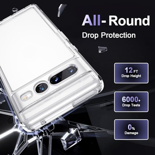 Image of Case for Google Pixel 7 Pro, Military Grade Drop Protection Phone Case, Yellowing Resistant, Anti-Scratch Hard PC Back, Shockproof Hard Ultra-Thin Protective Cover, Clear