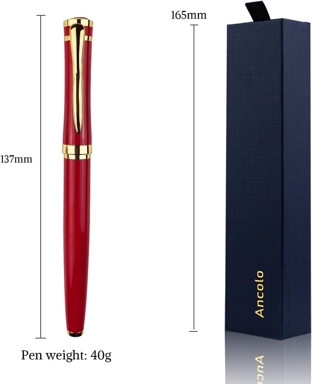 Ancolo Engraved Pens Fancy Roller Pens with 5 Gfit Box 10 extra Black Refills Metal Body Engraved with Your Message Personal Names Phone Number, Gift for Men Women