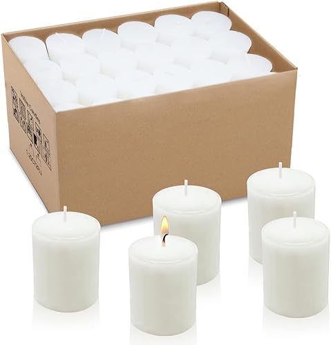 Yusevot Velas votivas a granel 72 paquetes de velas de cera blancas sin perfume de 15 pulgadas para bodas fiestas vacaciones y hogar 8 horas de