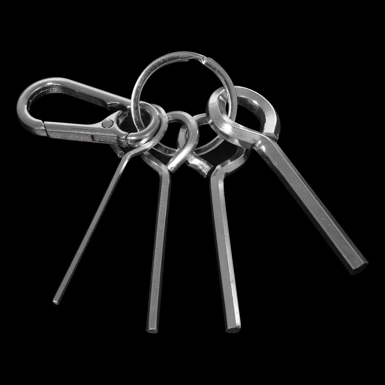 JianLing 1Set Annular Allen Wrench Set Standard Dogging Key with Full Loop, Steel Hex Key Set for Push Bar Panic Exit Device (5/64 x 1 + 1/8 x 1 + 5/32 x 1 + 7/32 x 1 + keychain x 1)
