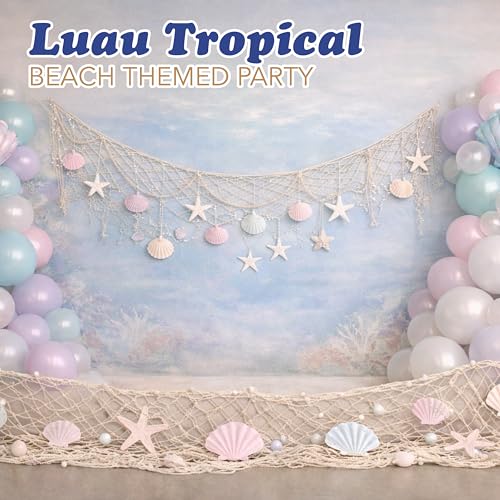 Image of 4E's Novelty Fish Net Decorative - Pack of 3 - Natural Cotton Fishnet Decor - Each 14 x 4 feet - for Mermaid Party Decorations, Luau Tropical Nautical Beach Table Cover