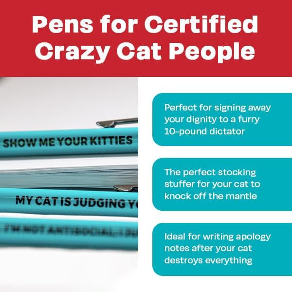 Funny Cat People Pens - 3PCS Retractable Sarcastic Ballpoint Pens with Hilarious Cat Quotes and Smooth Black Ink - Novelty Office Gag Gift for Coworkers and Friends - Image 3