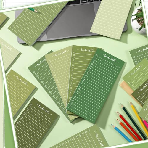 Image of Censen 10 Pack 500 Sheets to Do List Notes Daily Checklist Notepad with 50 Sheets Undated Memo Pad Color Block Shopping List Weekly Plan Notepad Organizer Planners(Gradient Green,Lined) | Note Book 514 Sheets Colorful Memo Pad Office School Supplies Planner Shopping Weekly Plan Task Organizer Tear-off Design