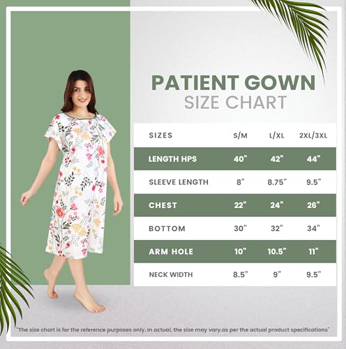 Utopia Care Women's Hospital Gown Soft Comfortable and Stylish Patient Gown, Large-X-Large, Floral White - Thumbnail 2