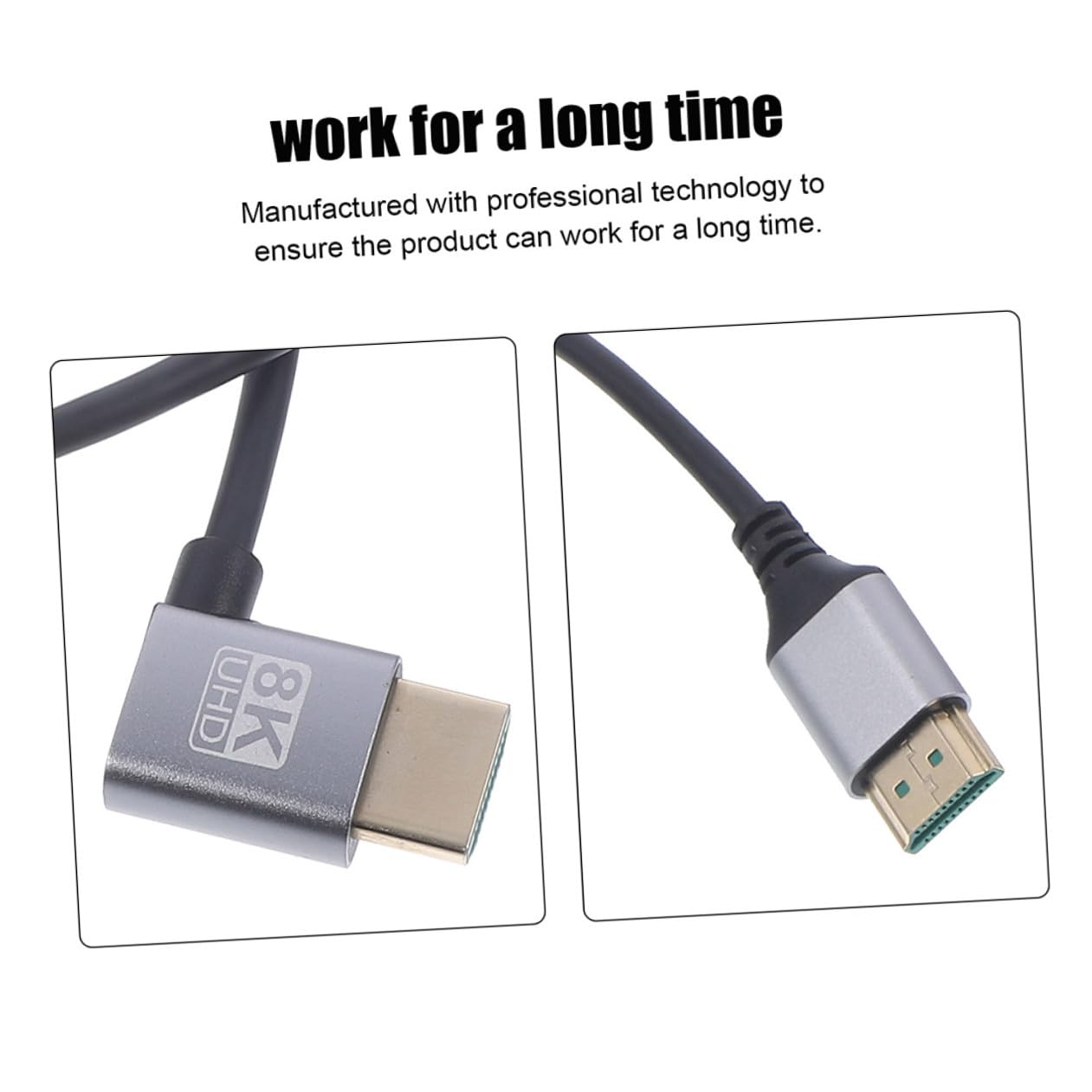 8k High Performance Male to Male Video Cable with Left-Angle Connector 1 Meter for Tv Monitor Laptop and Projector Connection