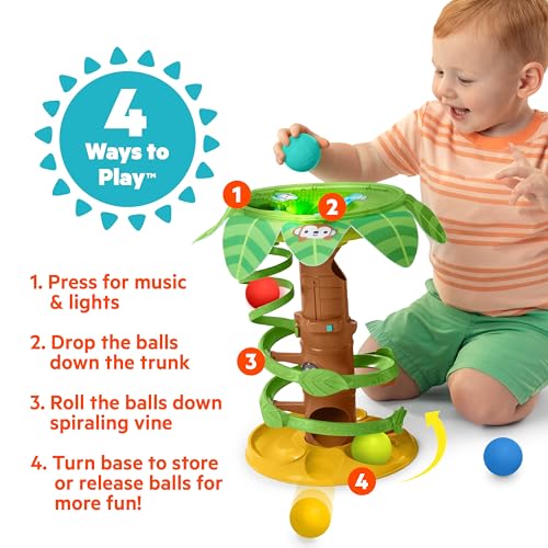 Image of Bright Starts Tropical Twirl Ball Play Toy with Lights & Music, 5 Balls Included, Unisex, 6 Months+