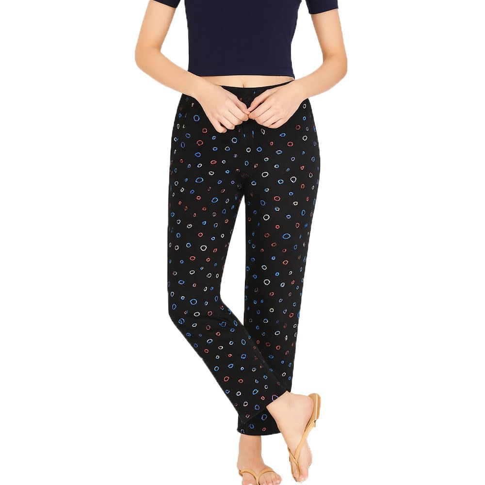 Womens Printed Pyjamas, Lounge Pants For Girls Black (1 Pack)-image-10