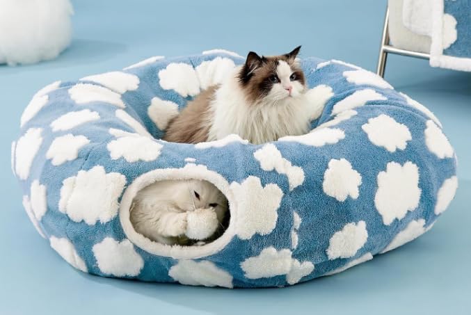 Winter Warm cat House, Thickened Long Furry cat Tunnel, pet Toy.