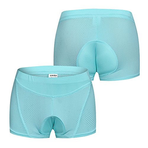 Calça de ciclismo feminina Explopur – calça de bicicleta acolchoada em gel 3D – tamanho 4, Azul, Lar