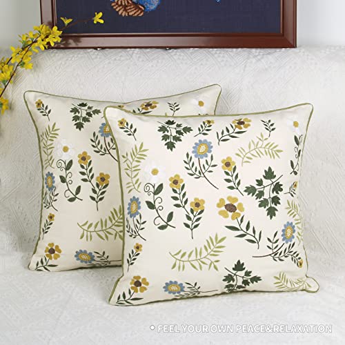 Perseverance Trade Pack Of 2 Decorative Throw Pillow Covers 18X18,Square Pillow Case, Polyester Woven Pillow Cases Handcraft Pillow Covers, White #TOP2