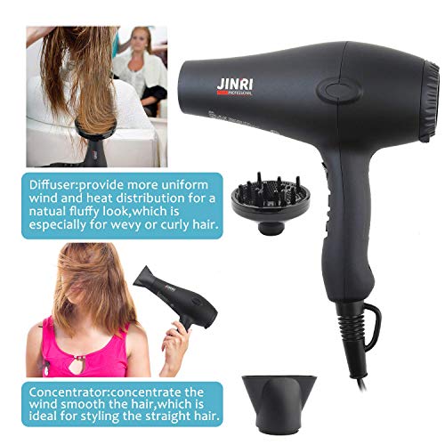 1875W Professional Tourmaline Hair Dryer,Negative Ionic Salon Hair Blow Dryer,Dc Motor Light Weight Low Noise Hair Dryers With Diffuser & Concentrator & Comb #TOP4