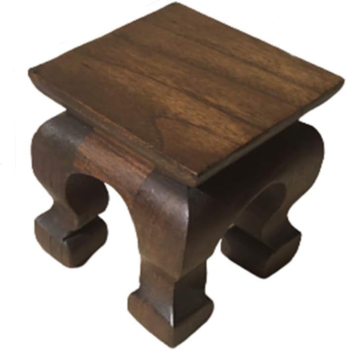 Mini Table Buddha Statue Stand Worship Pedestal Furniture Display Stand Wooden Square Shape Solid Thai Teak Wood Base Holder for Small Little Things Statues Items (W3 x D3 x H3.5)