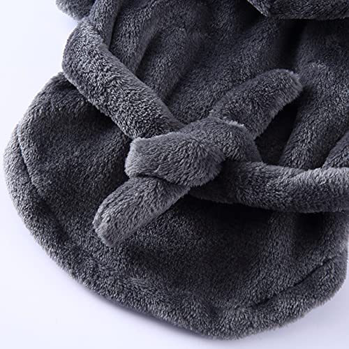 Felenny Hund Bademantel mit Kapuze - Weiche, Super Saugfähige Haustier Bademantel für Große, Mittlere, Kleine Hunde - Grau, S