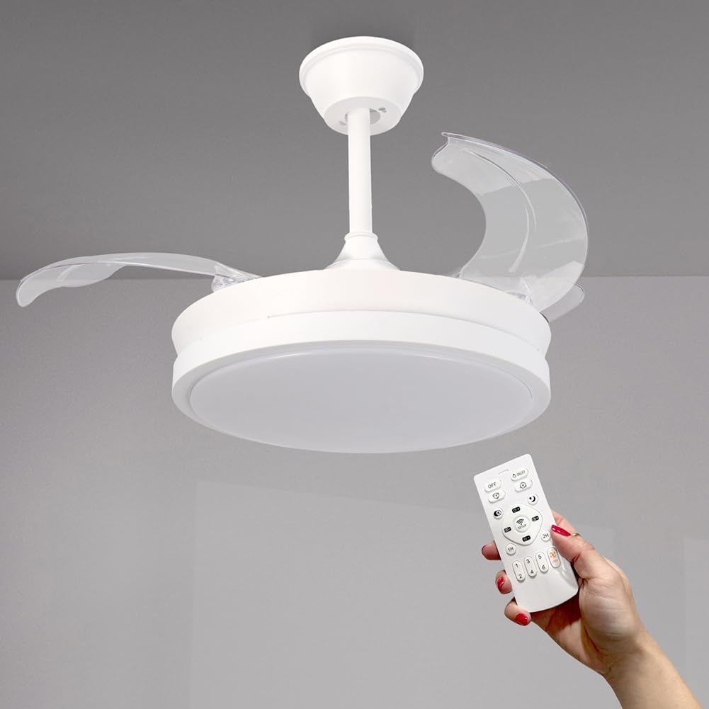 Ventilateur de plafond silencieux à pales rétractables White Thor