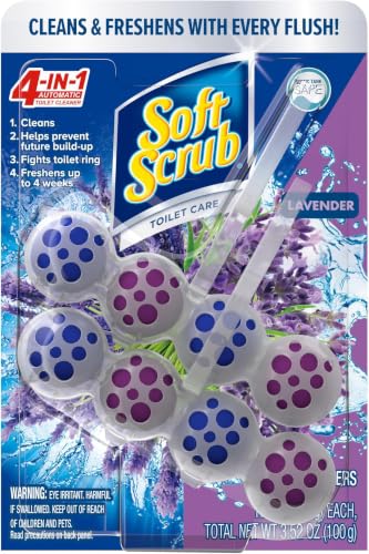 Image of Soft Scrub 4-in-1 Rim Hanger Toilet Bowl Cleaner,Lavender,2 Count (Pack of 6)