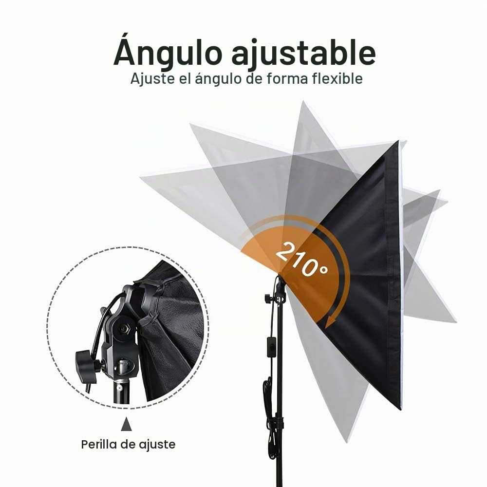 Juego de iluminación de softbox profesional con trípode de luz 2 m, 3200-5500 K, lámpara LED triple mando a distancia para retrato y vídeo