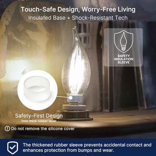 Image of FLSNT LED Candelabra Light Bulbs, CA11 E12 Chandelier LED Light Bulbs 100W Equivalent, 5000K Daylight, 800LM, 5.5W, CRI 82+, AC 120V, 12 Pack, Dimmable UL,CA65 Listed.