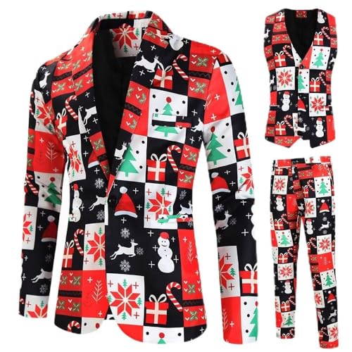 Christmas Suit for Men Party Costume 3D Prints 3PCS