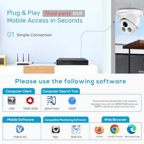 PANOEAGLE 5MP IP PoE Security Camera with Audio/Mic, Compatible with Hikvision Outdoor Turret Camera 5MP@30fps, Human/Vehicle Detection,98ft IR Night Vision, Wide Angle 2.8mm Lens, IP67 Waterproof — view 6