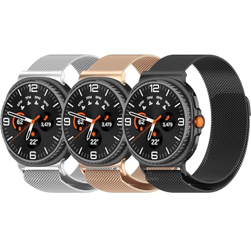 QIEMUTER ���^���E�H�b�`�o���h 3�p�b�N Galaxy Watch 8 �o���h 40mm 44mm/Galaxy 8 Classic/Ultra 2�Ή� �X�e�����X�X�`�[�� ���b�V�����[�v ���C�X�g���b�v Galaxy 8 Watch�o���h ���f