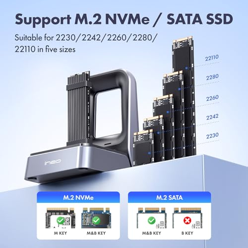 Base para SSD M.2 NVMe y SATA USB-C 20Gbps ineo miniatura 5