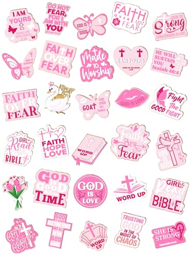 Kigeli 36 Pcs Pink Bible Verse Enamel Pins for Women Christian Jesus Inspirational Brooches Bulk Faith Scripture Religious Jewelry Girl Power Feminism Badges for Christian Party Favors Gifts Backpack