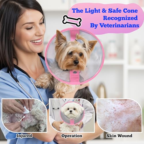 Image of Soft Elizabethan Collar for Small Dogs 2-20 lbs, Comfy Recovery Cone for Post-Surgery Spay & Neuter, Lightweight Breathable Neck Collar to Stop Licking for Teacup Puppies & Yorkies, L