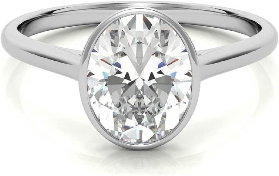 1 Ct Engagement Ring Solitaire Moissanite Ring Bezel Setting Promise Gifts for Her Oval Cut Wedding Ring