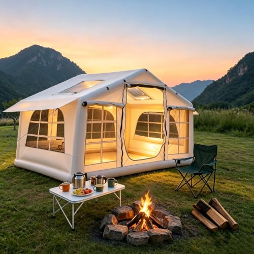 Carpa Inflable para Camping QUYUAN Modelo QYCQZP-1 para 6 Personas Color Blanco Moonlight