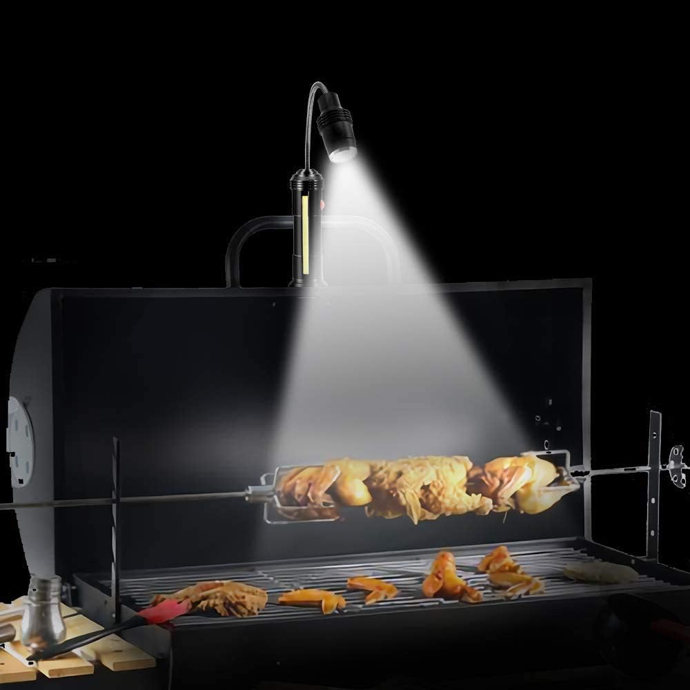 Luckindom Magnetic Grill Lights for BBQ, Waterproof and Heat Resistant Barbecue Light with Side Lamp and 360° Flexible Gooseneck, Ultra-bright LED Work Lamps, USB Rechargeable or Battery Powered : Patio, Lawn & Garden