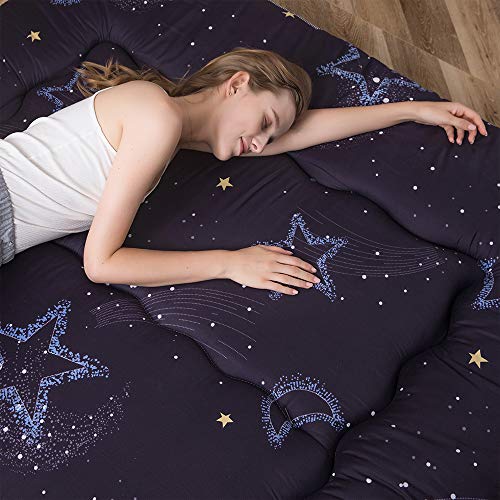 MAXYOYO Japanese Futon Mattress Floor Mattress Sleeping Pad Foldable Mat Roll Up Camping Cushion Floor Lounger Couches and Sofas Couch Topper, Moon and Star, Full Size by MAXYOYO - Image 4