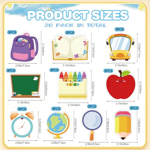 FOIMAS 30pack Back to School Sticky Notes 600 Sheets Apple Pencil Notepads Self-Adhesive Memo Pads for Teacher Students School Classroom Office Reminder Supply