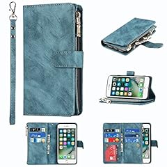 iPhone 7 Plus/8 Plus 9 Card Slots Zipper Blue