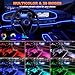 Jushope Car LED Strip Lights, USB Interior Ambient Lighting Kits with Wireless APP and RF Remote Control, 16 Million Colors Music Mode Car Decoration Lights with 315 inches 3.0mm Fiber Optic (6 in 1)