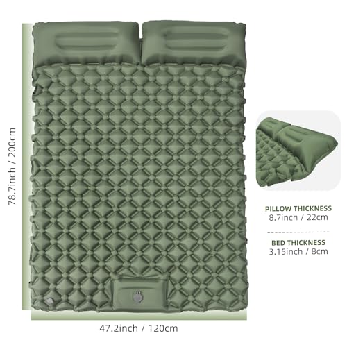 OKSTENCK Double Camping Sleeping Pad with Built-in Foot Pump Air Mattress, Integrated Pillow with Storage Bag, Waterproof and Portable, Ideal for Hiking, Camping, and Travel by OKSTENCK - Used condition - Image 3