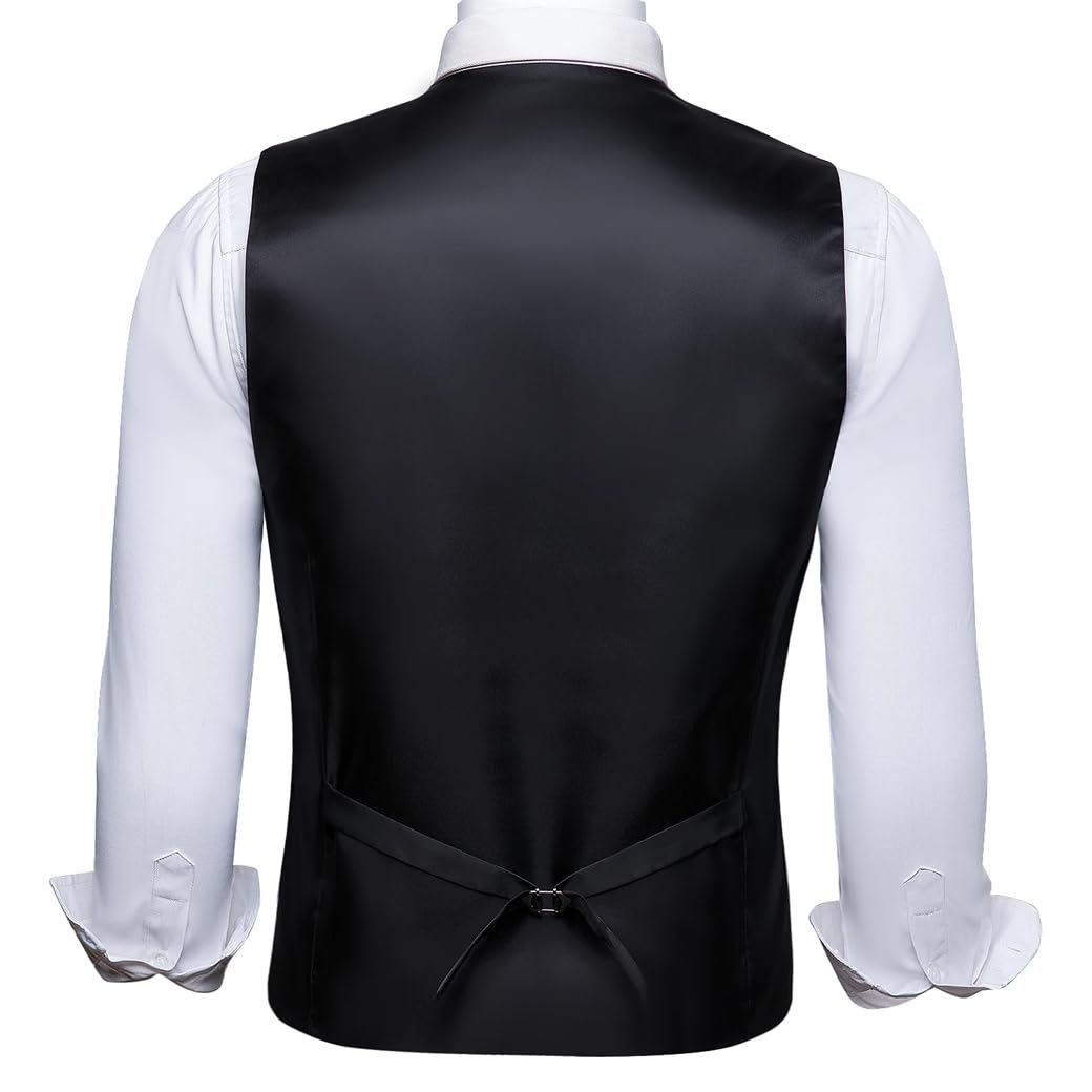 Conjunto de chaleco de boda de seda para hombre con bolsillo cuadrado y gemelos para traje o esmoquin