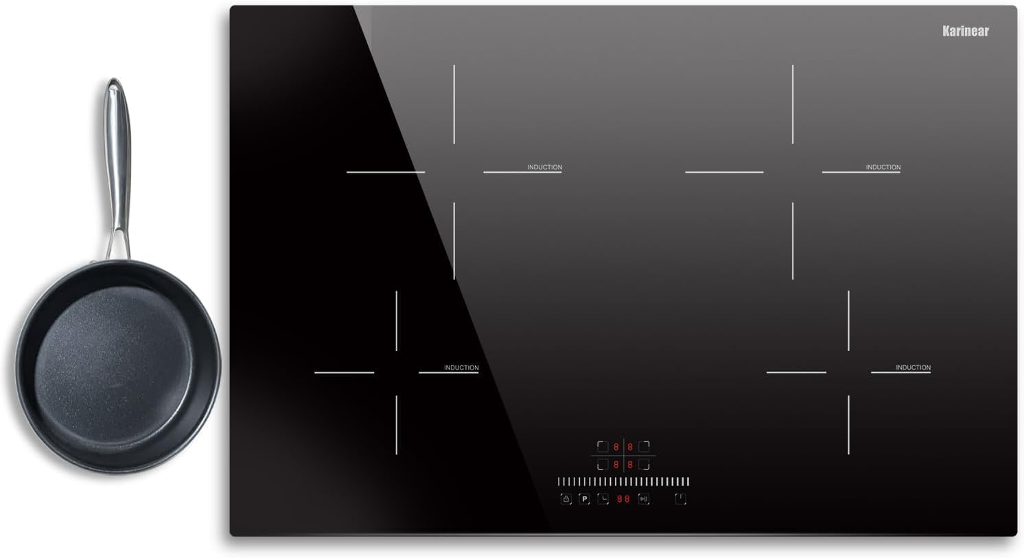 Karinear White Induction Hob 13AMP Plug 4 Zone Induction Hob 60cm with Flex Zone 2800W with Timer Auto Switch Off Safety Lock Boost — view 8