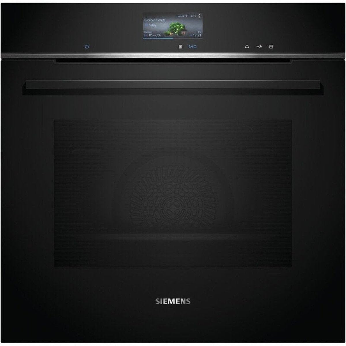 Siemens HR776G1B1, iQ700 Smarter Einbau-Backofen mit Dampffunktion, 60 x 60 cm, Made in Germany, Schwarz, activeClean Pyrolyse & humidClean Hydrolyse, Air Fry, Automatikprogramme, Farbiger Touchscreen