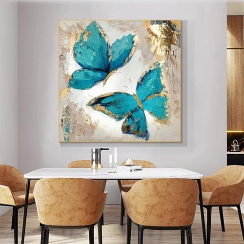 Affiche et impression sur toile de papillons bleus décoration murale salon 50x50 cm
