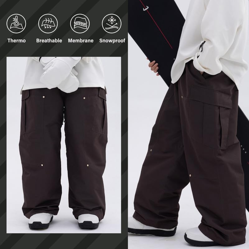 SNOWVERB Womens Mens Super Baggy 15K Waterproof Snowboard Ski Pants Workwear Loose Fit Snow Pants for Winter Sports - Image 3