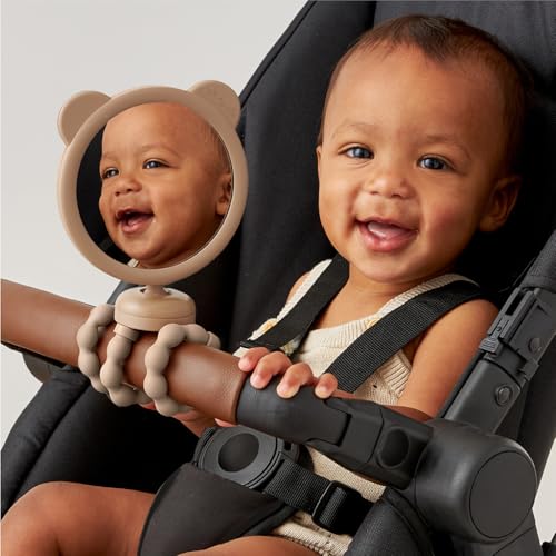 Image of Itzy Ritzy Stroller Accessory - Features 360 Degree Swivel Design, Tilting & Flexible, Easy-Attach Wraparound Legs (Bear) - Stroller Mirror
