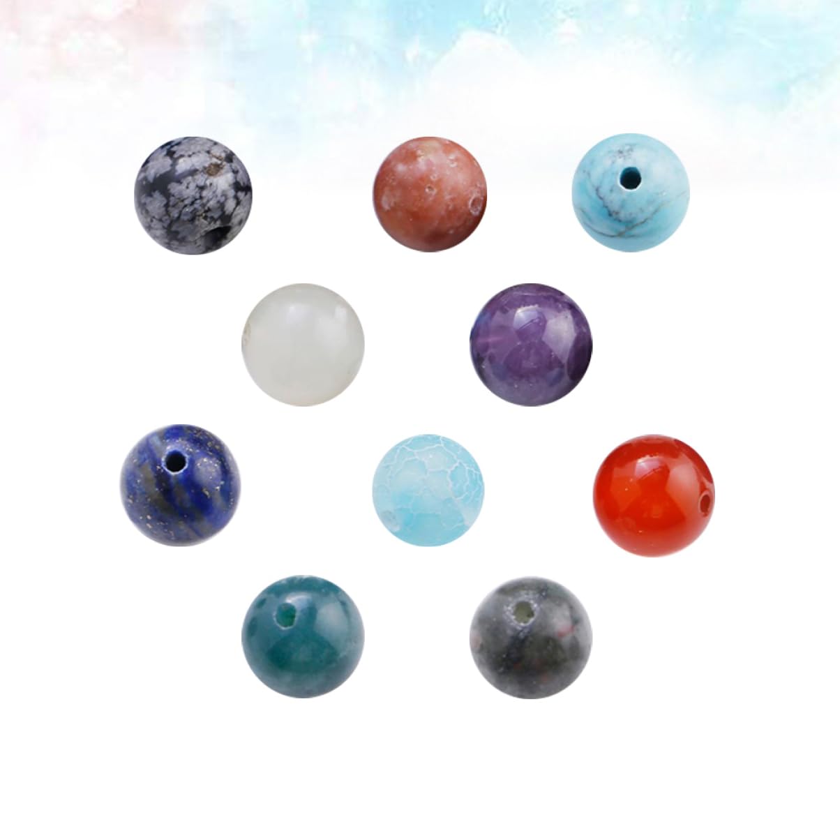 Lurrose 300pezzi Natural Stone Round Beads Di Perline Fatte Mano Per Bracciali e Collane Materiale Pietra Naturale Accessori Per Gioielli