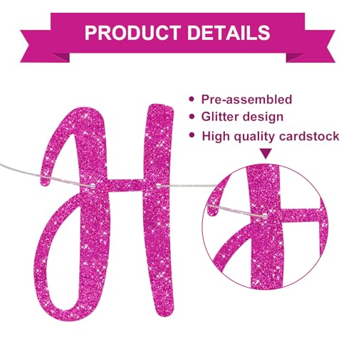 Image of BEISHIDA Pre-Strung Hot Pink Happy Retirement Banner Party Decoration