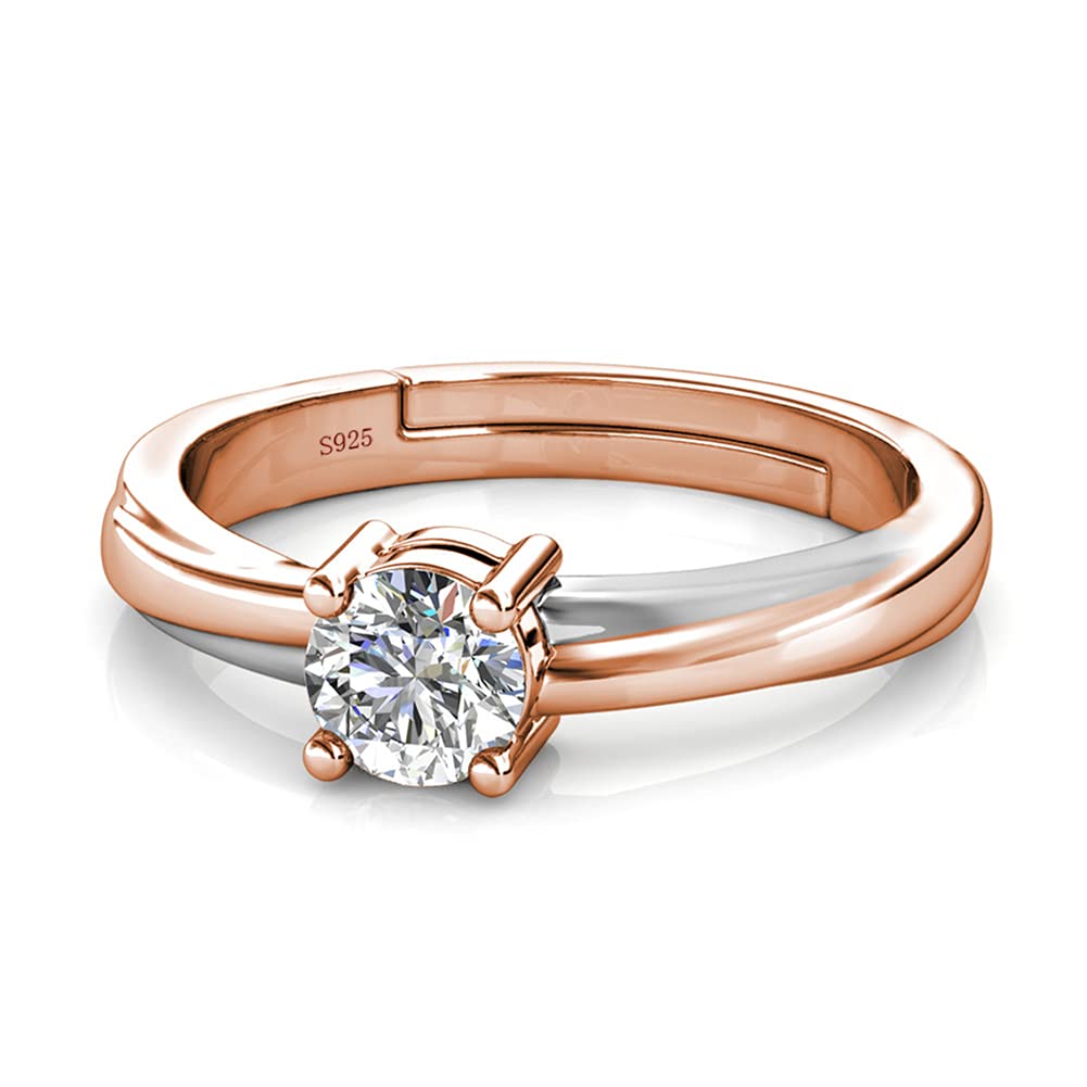 Anello Fidanzamentoda Donna in Argento Oro Rosa Massiccio 925 Solitario con Diamante Moissanite 0,6 ct