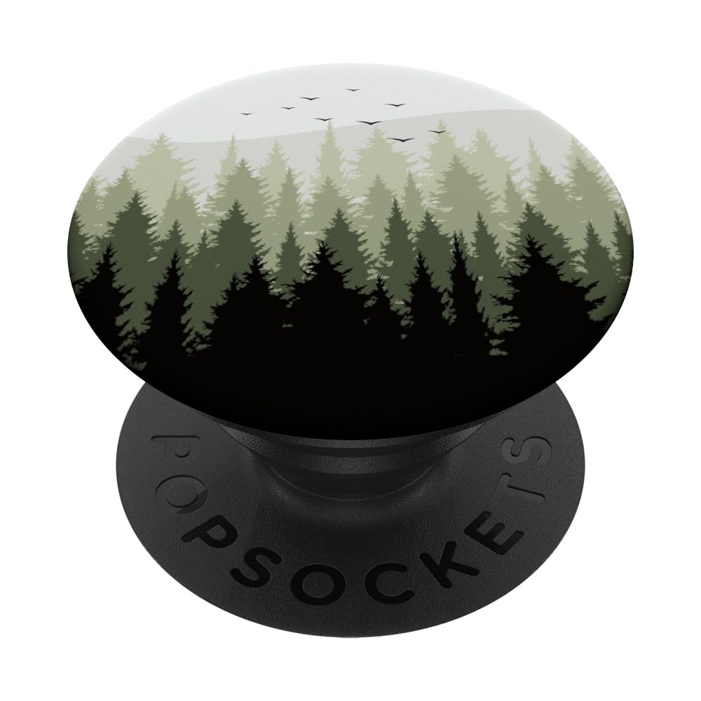 Pine Tree Forest Mountain Landscape Nature Green Men PopSockets Adhesive PopGrip