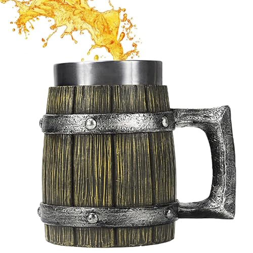 Genérico Taza De Cerveza Vikinga: Bebida Mejorada Con Aislamiento, Taza De Jarra, Jarra De Madera Medieval | Tannkard De Cerveza De Madera Para Hombres, Barril Antiguo Para Hombres Para Decoración